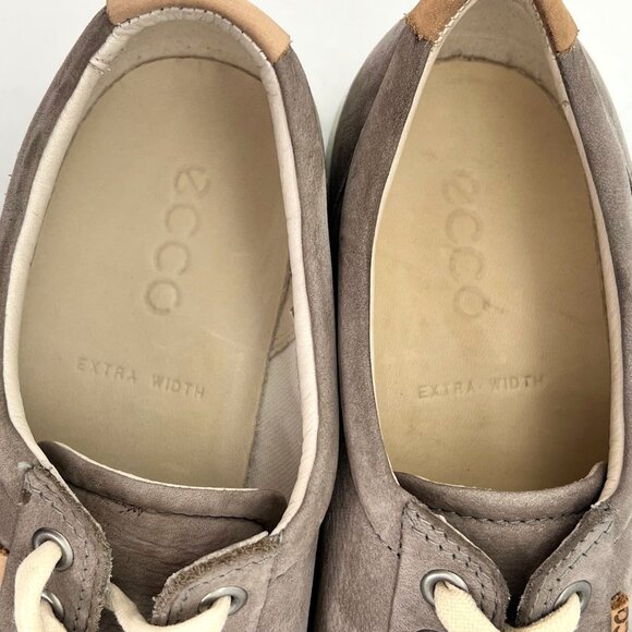 Ecco Soft Nubuck Leather Casual Sneakers Shoes Womens 9 Warm Grey Extra Width - Picture 8 of 14